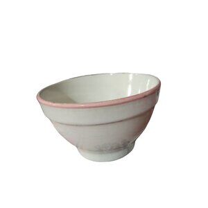 Vintage Italian Ceramic Bowl With Pink Rim